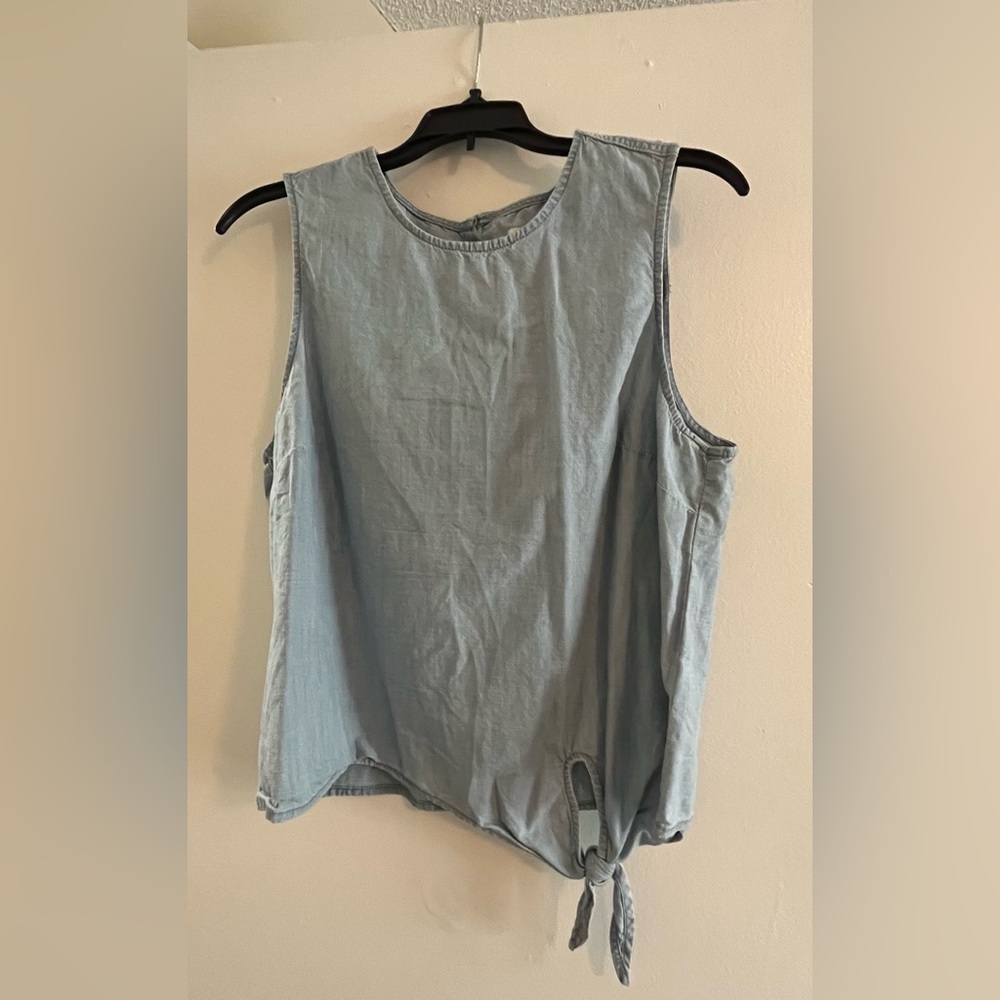 J. Crew Tie Front Chambray Tank